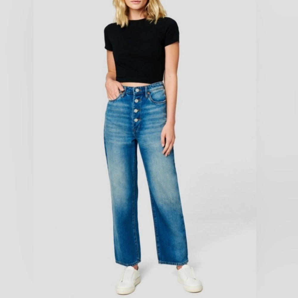 NWT BLANKNYC Baxter Ribcage Straight Leg Darkwash Denim Jean Sz 24